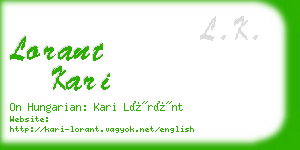 lorant kari business card